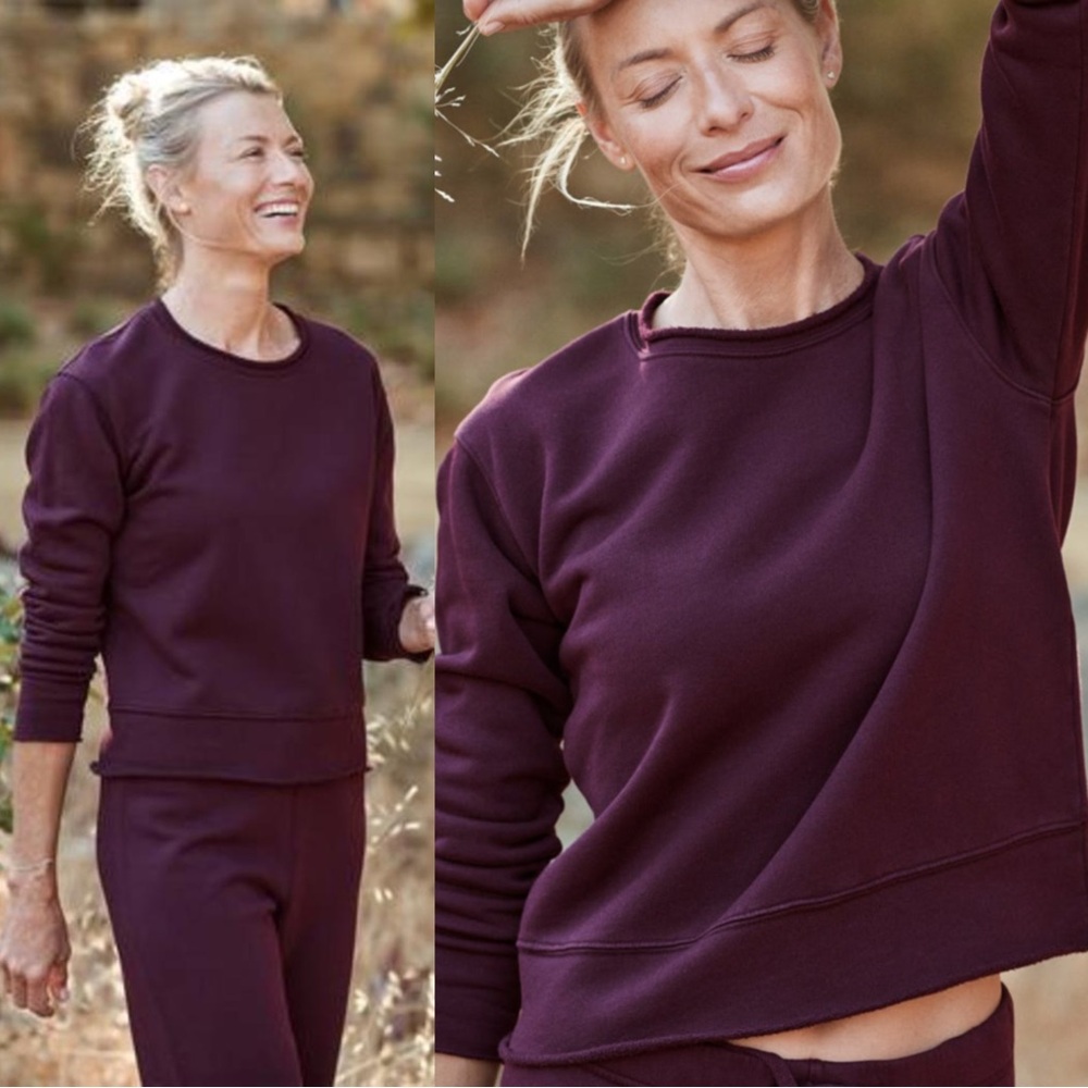 FRANK & EILEEN XS Burgundy Maroon James Boyfriend Sweatshirt Top